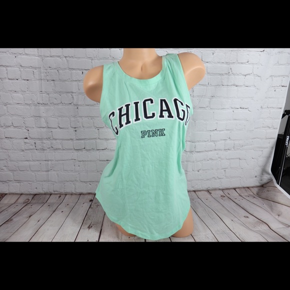 VS Pink Chicago Racerback Tank Top Mint Green - Picture 2 of 7